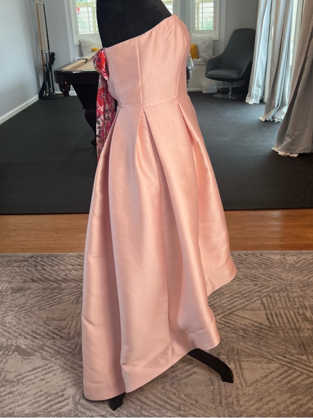 Parker Strapless Blush Pink High-Low Satin Dress - Picture 5 of 16